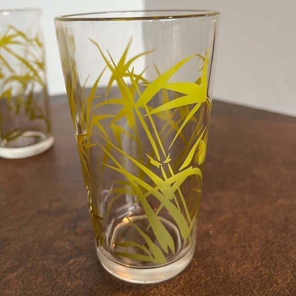 Vintage Butterfly and Bamboo Grass Glass Tumblers - Picture 3 of 10